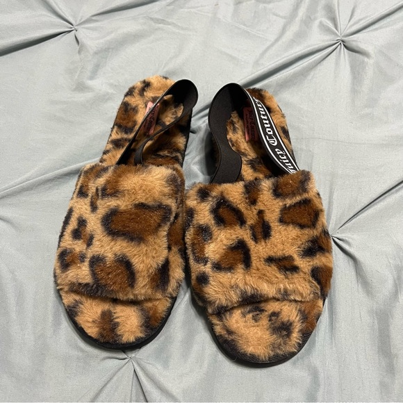 Juicy Couture Fuzzy Leopard Print Slides with Straps size 9 - Picture 14 of 14